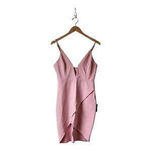 NWT Lulu's Dare to Take the Plunge Dusty Pink Tulip Mini Dress sz M